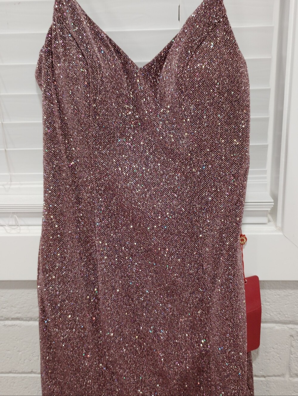 Strapless Glitter Slip Dress in Rose